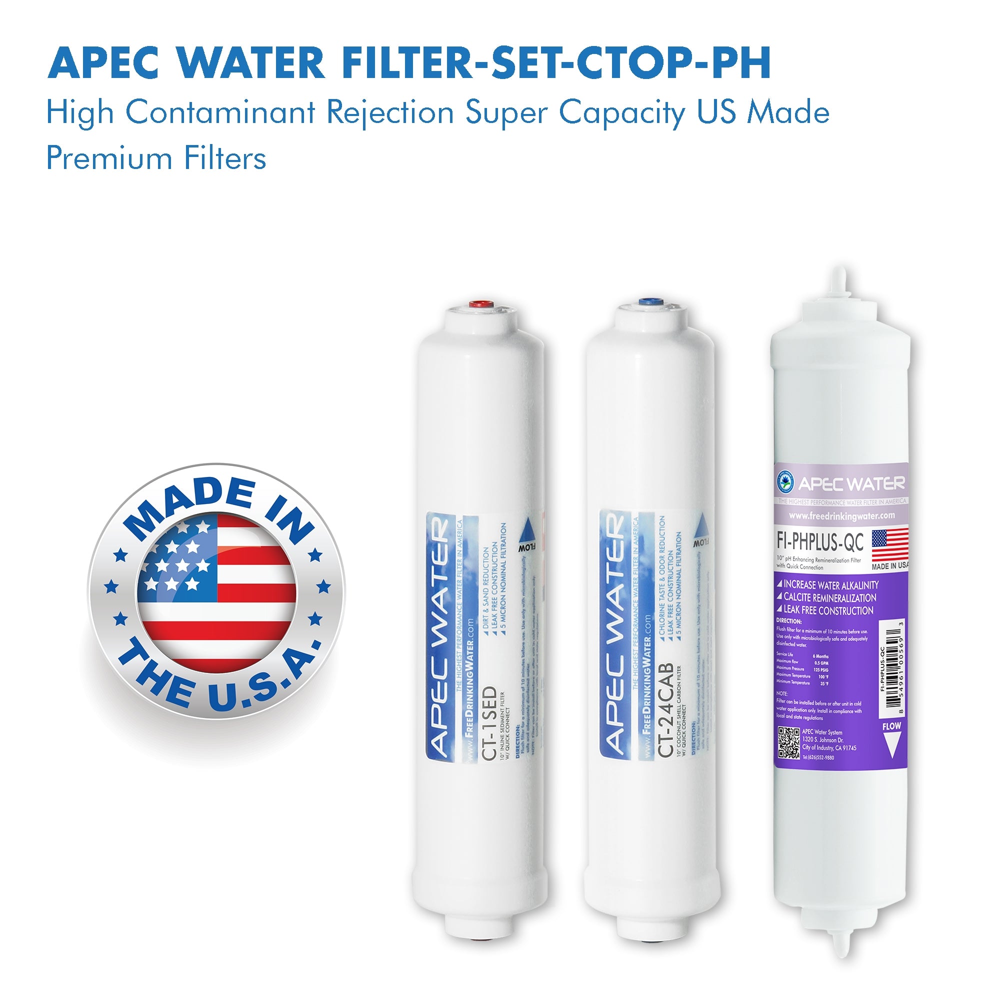 APEC RO Replacement Filters Pre-filter Set for ULTIMATE RO-CTOP-PH and RO-CTOP-PHC Countertop Reverse Osmosis Systems (Stages 1 2 and 4)