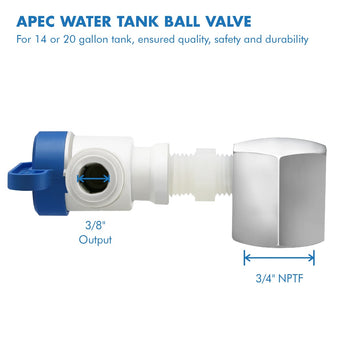 Tank Ball Valve-3/4" NPTF, 3/8" Output (for 14 or 20 gallon tank)