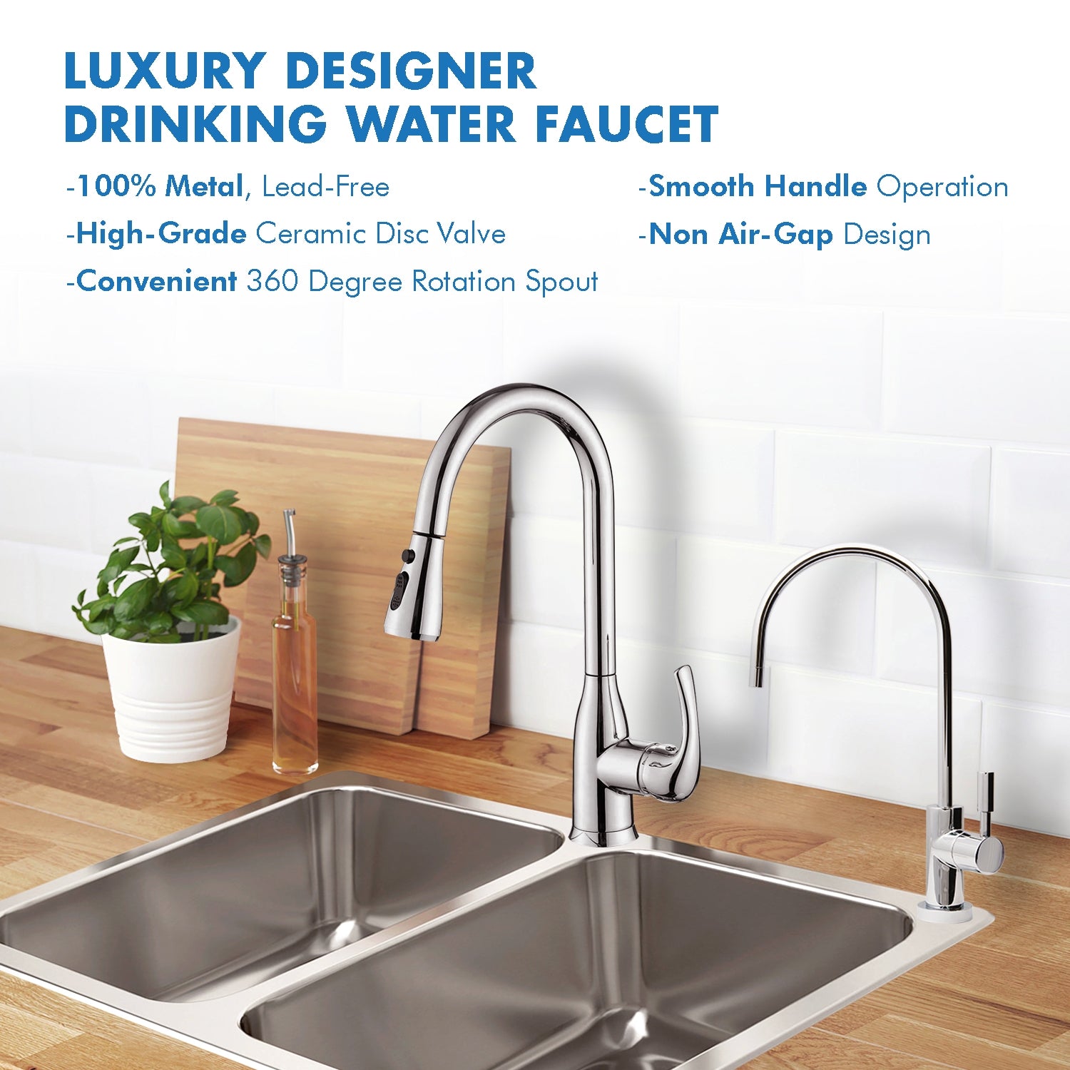 APEC Ceramic Disc Luxury Designer Reverse Osmosis Faucet - Chrome Bright, Lead-Free