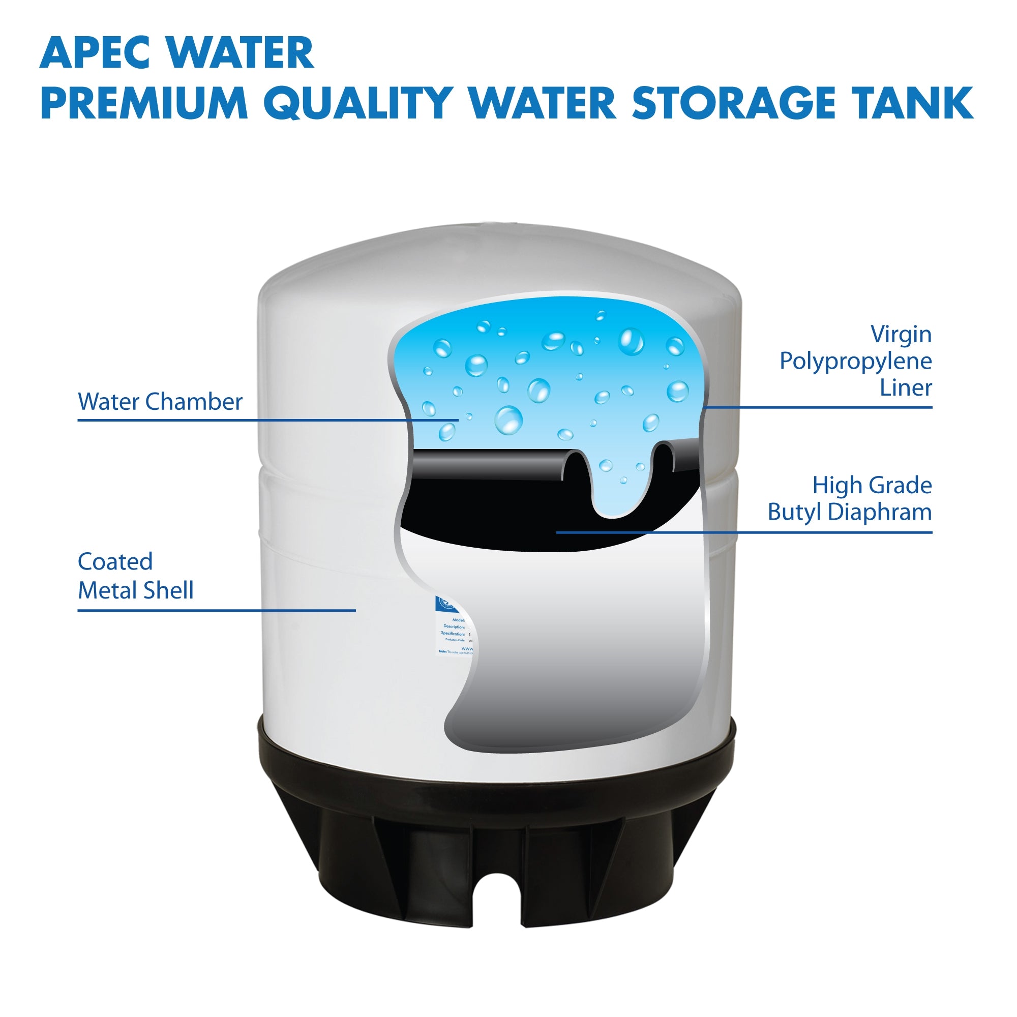 High-Volume Reverse Osmosis Water Storage Tank - 14 Gallon RO Pressure Tank