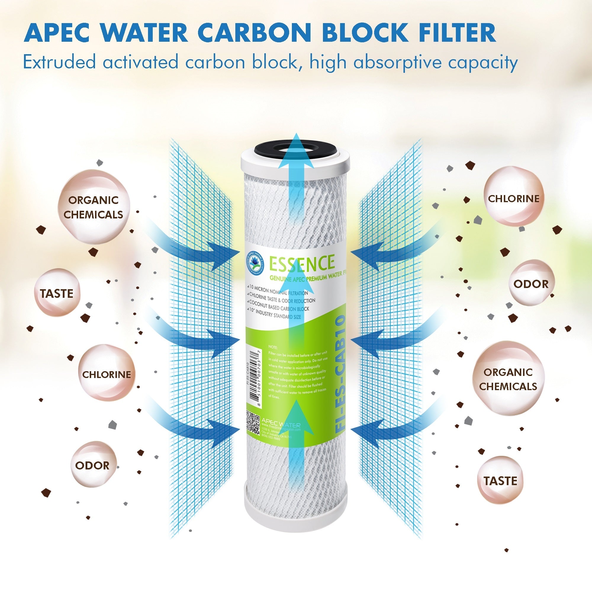 APEC ESSENCE 10 Inch Carbon Block Filter, 10 Micron