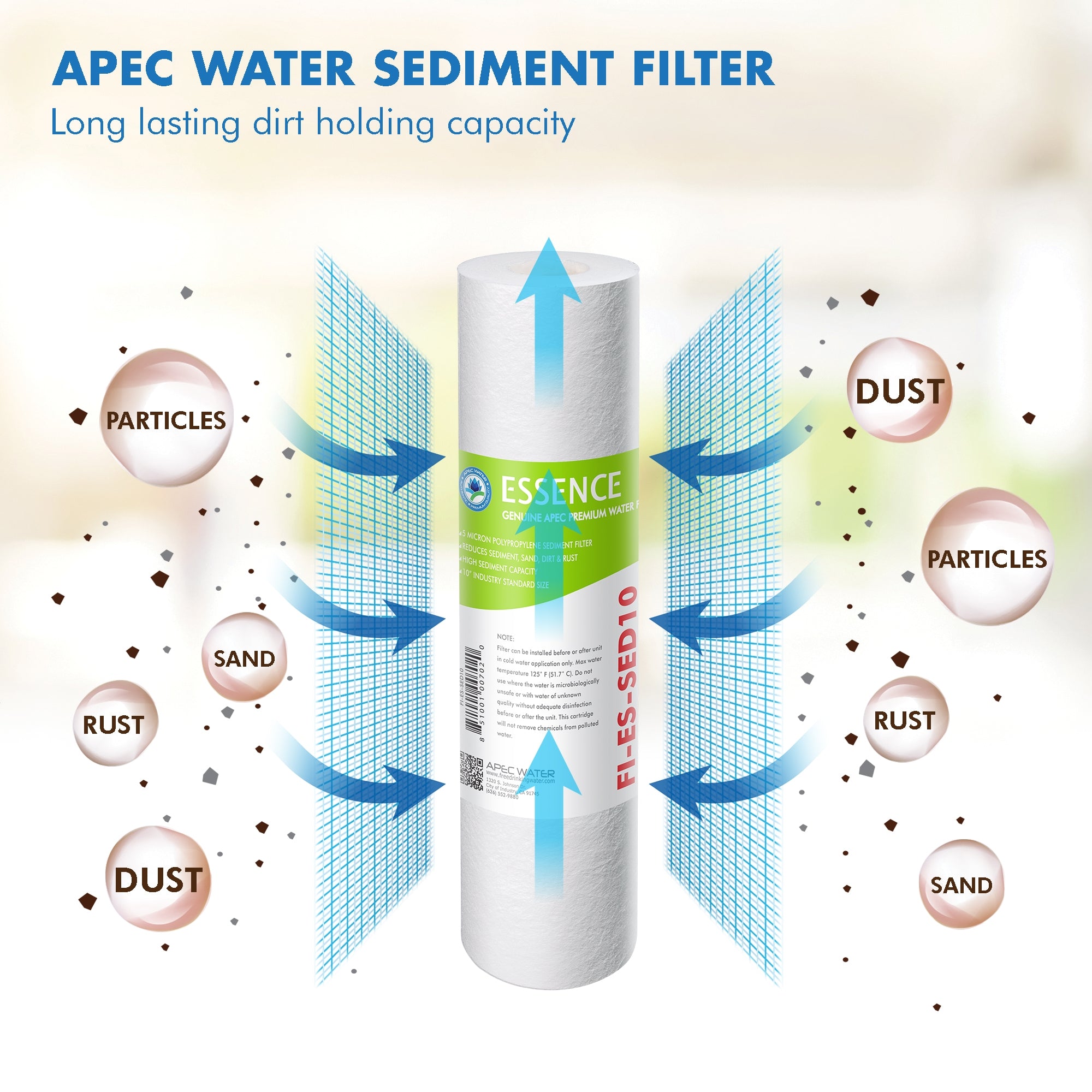 APEC ESSENCE Stage 1 , 10 Inch , 5 Micron Sediment Replacement Filter For Undersink System(FI-ES-SED10)