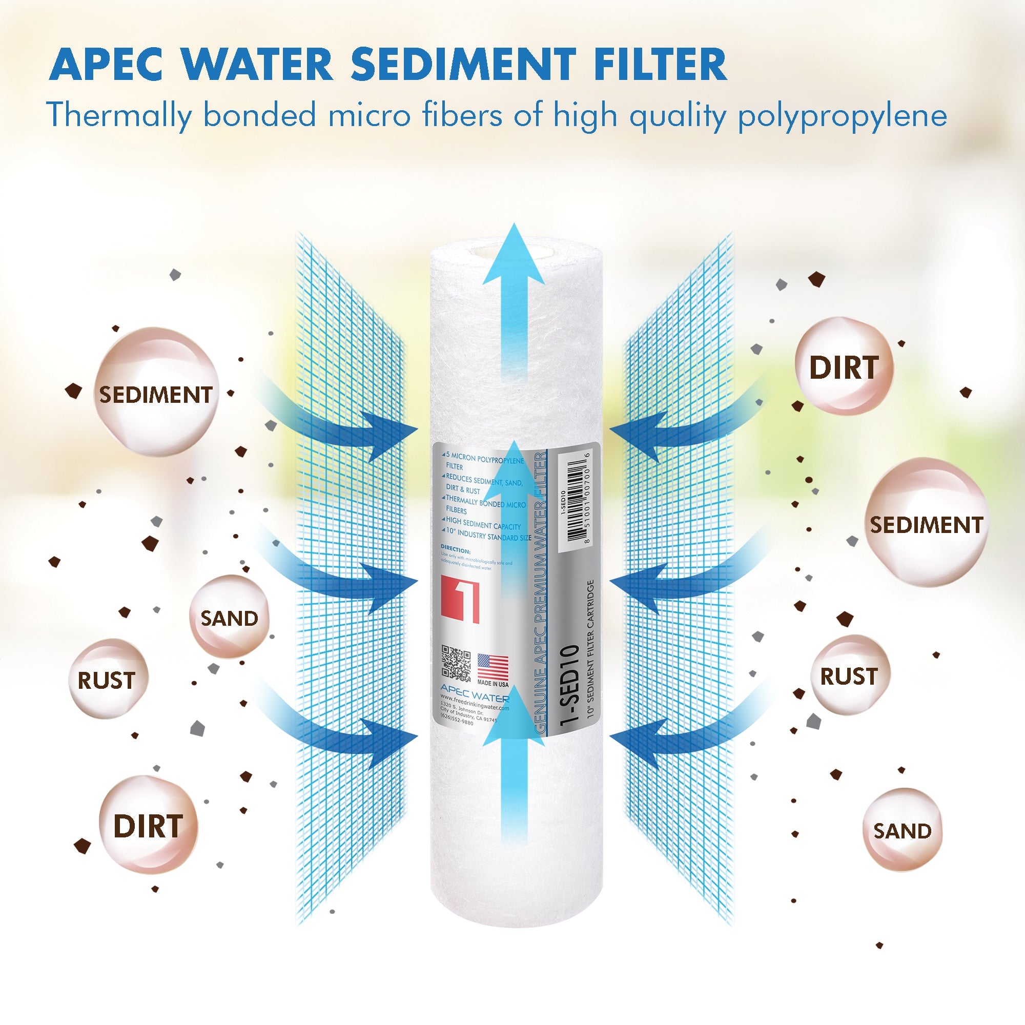 APEC RO Replacement Filters Pre-filter Set for All Under Counter ULTIMATE Reverse Osmosis Systems (Stages 1 - 3)