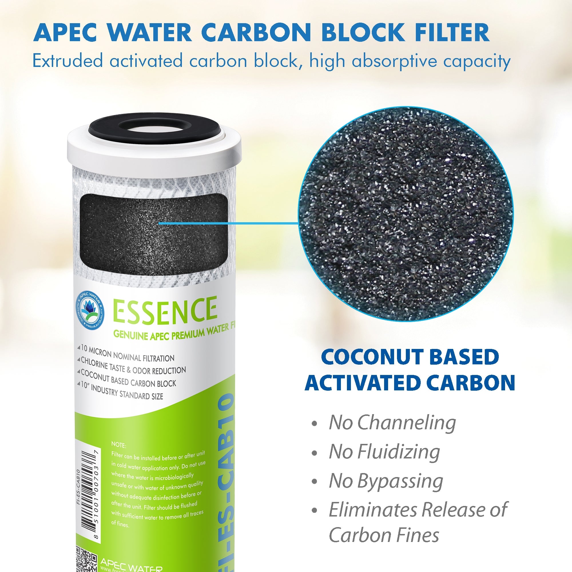 APEC ESSENCE 10 Inch Carbon Block Filter, 10 Micron