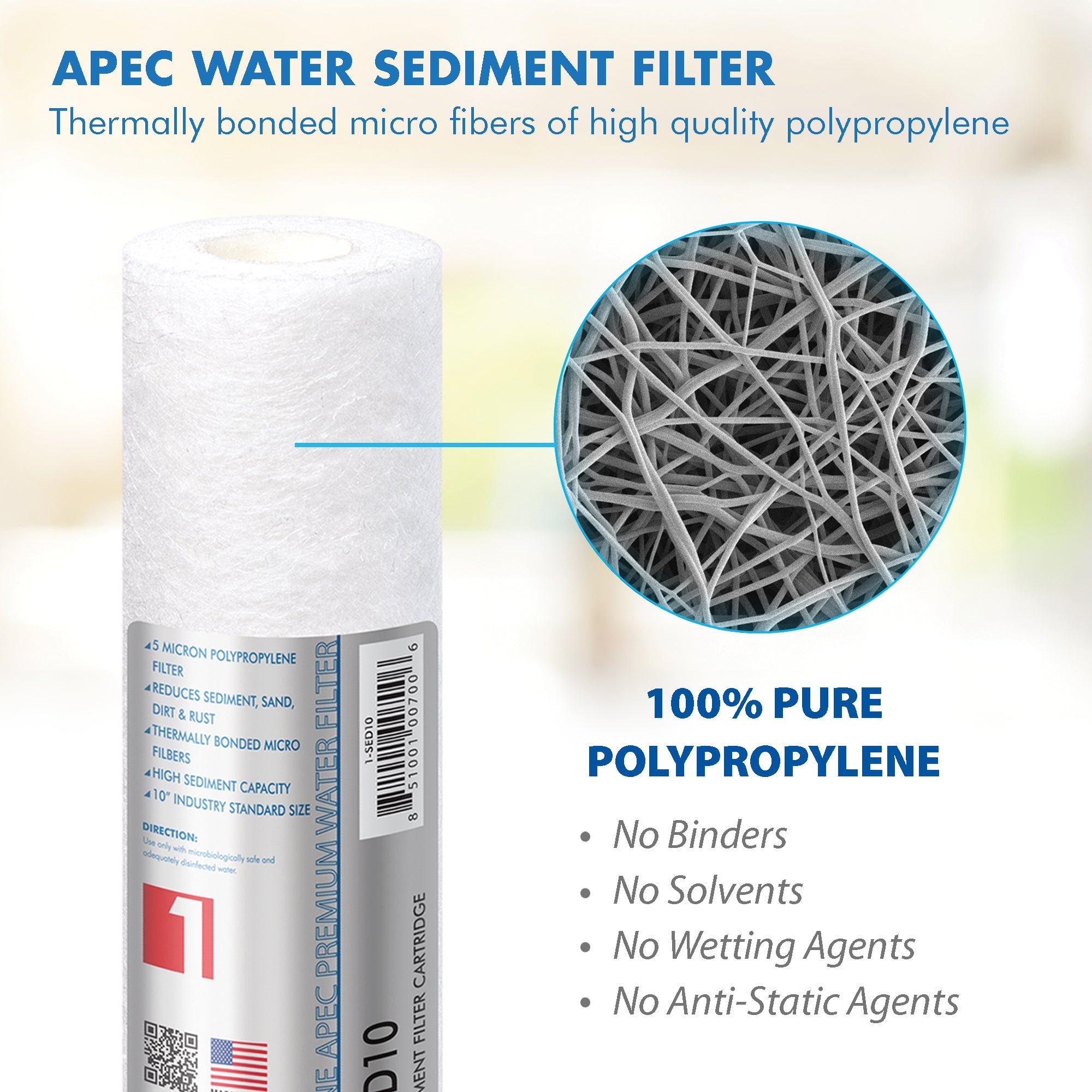 APEC RO Replacement Filters Pre-filter Set for All Under Counter ULTIMATE Reverse Osmosis Systems (Stages 1 - 3)