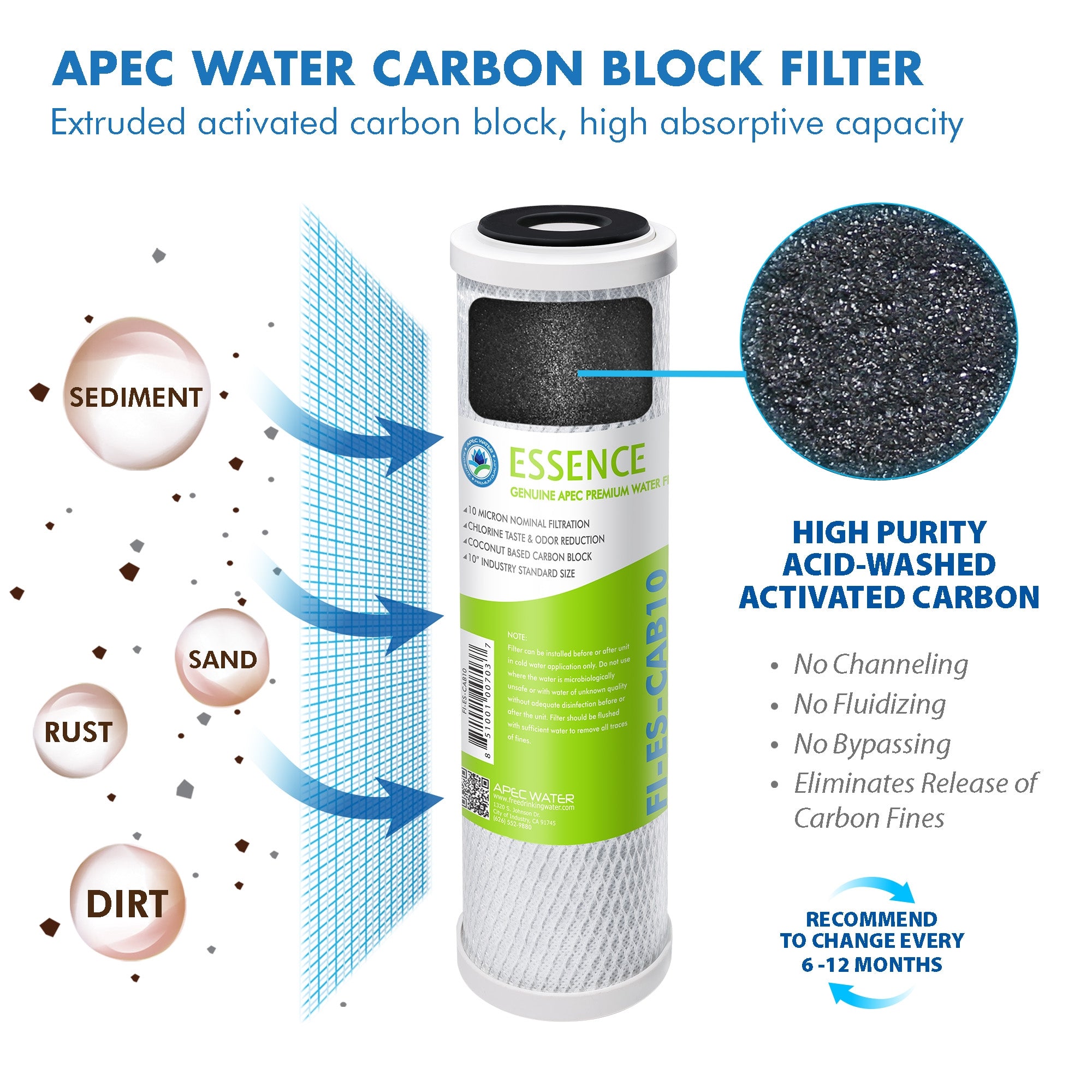 APEC RO Replacement Filters Complete Filter Set for ESSENCE 75 GPD PH Reverse Osmosis 6-Stage Systems  (Stages 1-6)