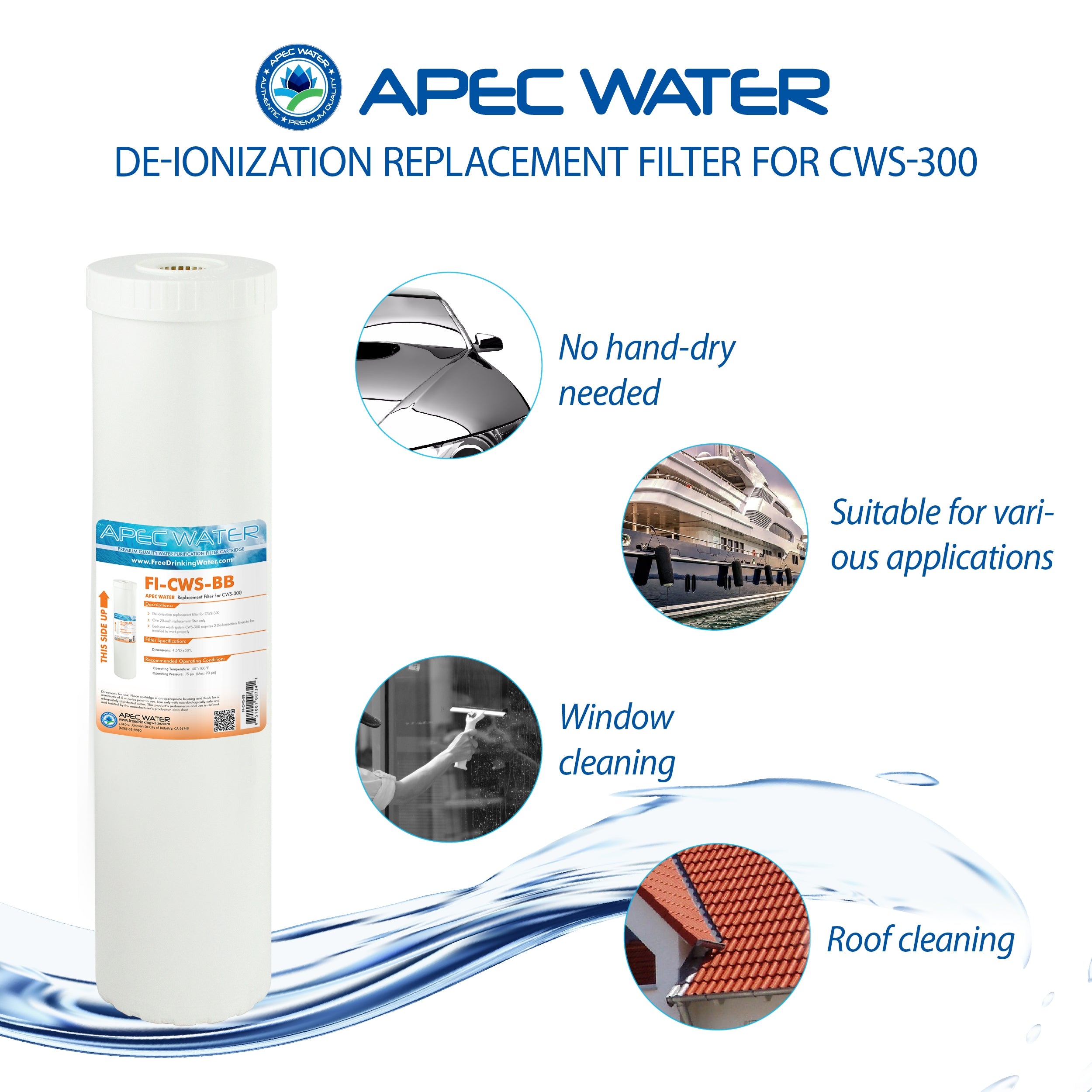 APEC 20 Inch Car Wash De-Ionization Replacement Filter For CWS-300