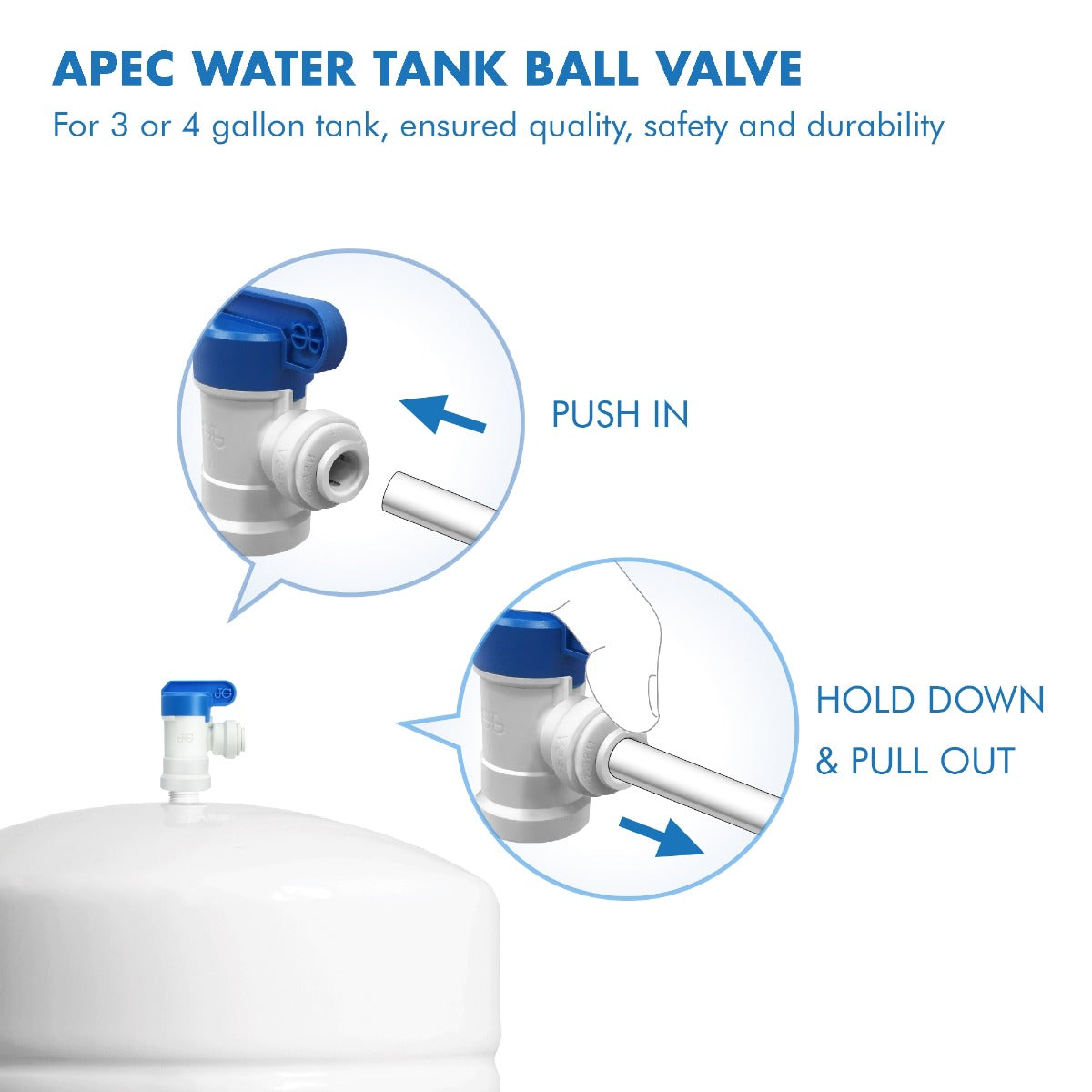 John Guest Polypropylene Tank Ball Valve - 1/4" Tube OD x 1/4" Thread NPTF (PPSV500822W)