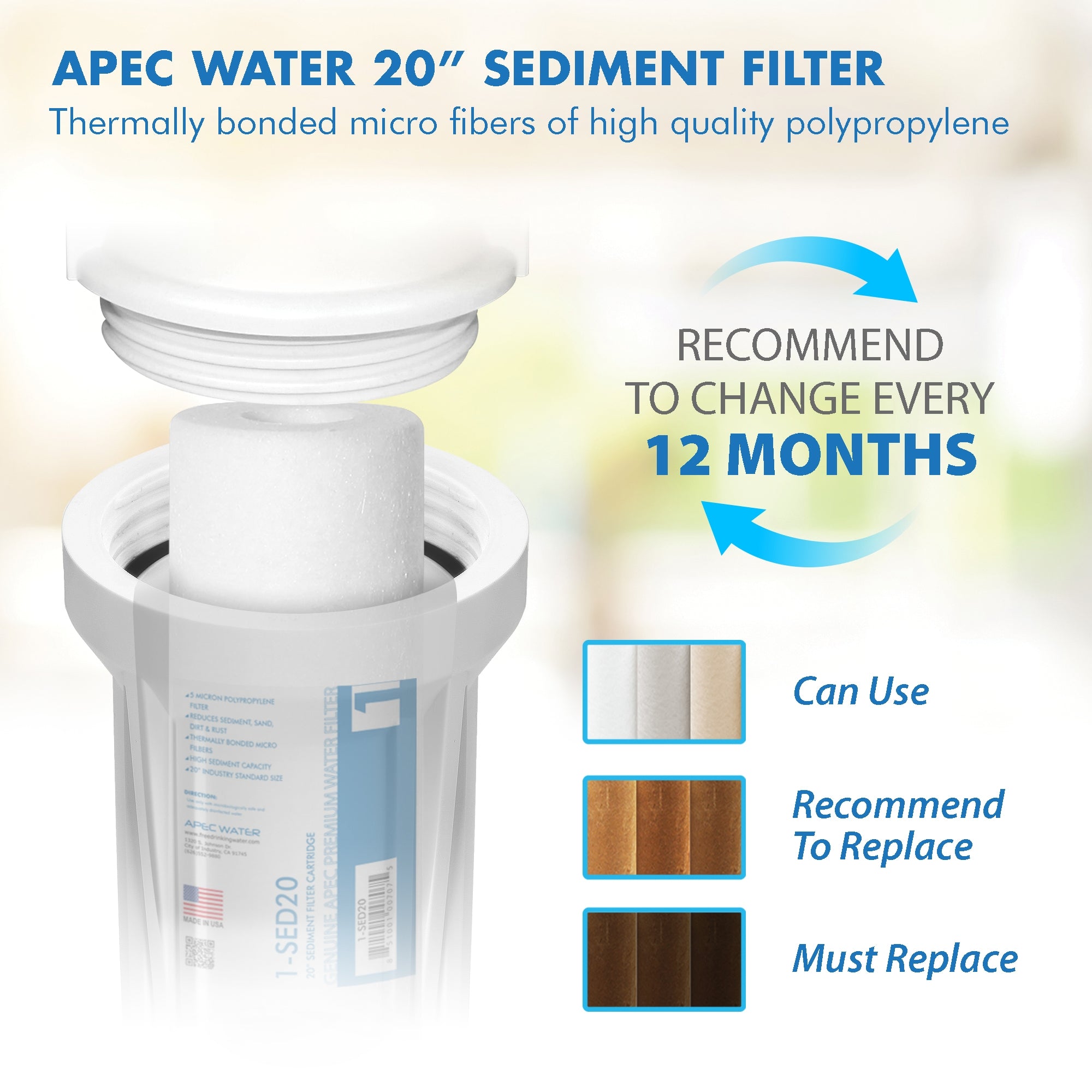 Pre-Filter Set for APEC Lite Commercial RO Systems - 20 Inch (Stages 1-3)