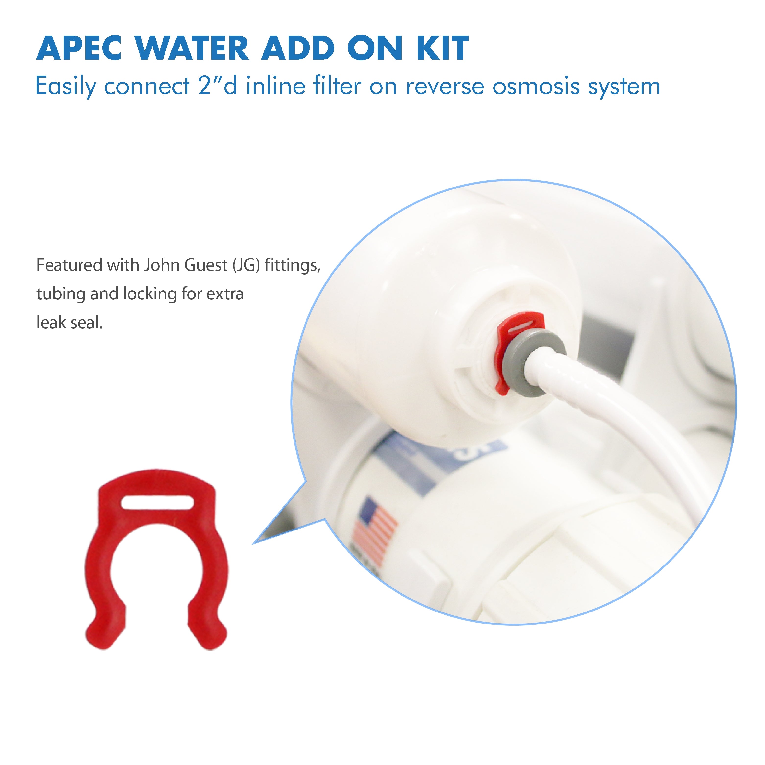 APEC Reverse Osmosis System Add On Kit For 1/4" Quick Connect Water Filter Installation