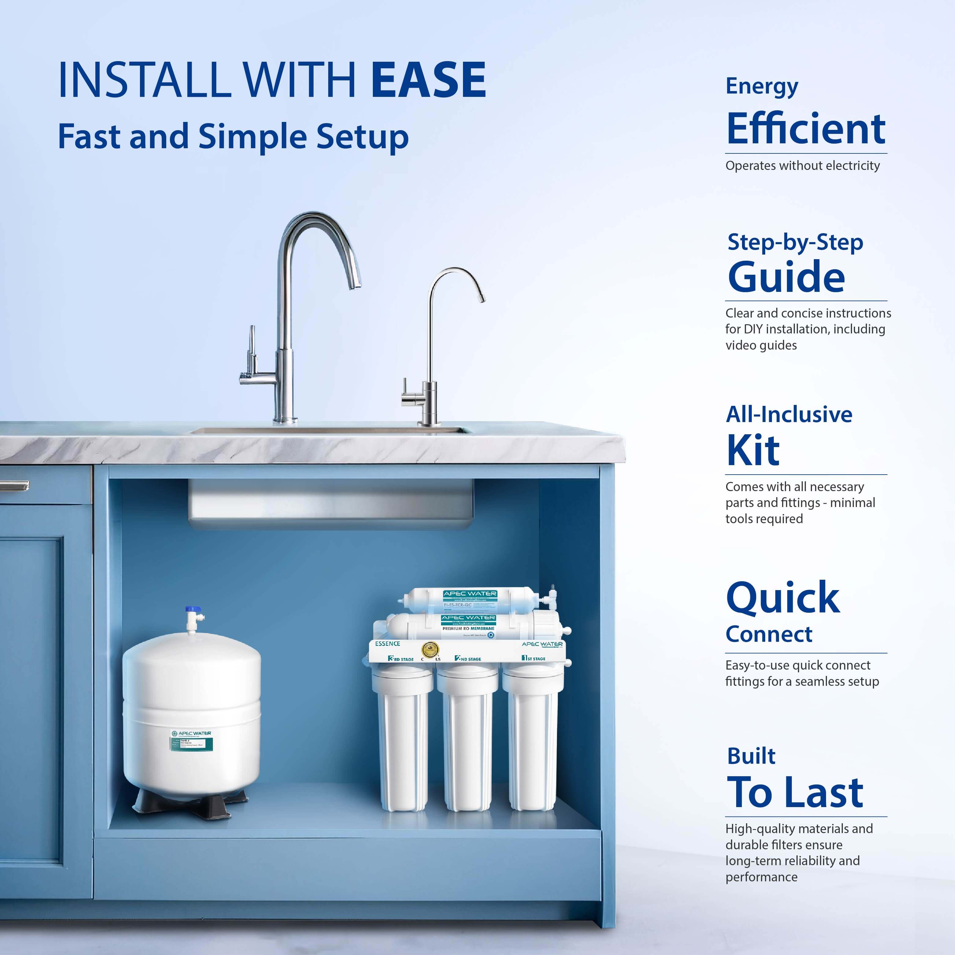 ROES-50 - Essence 5-stage 50 GPD Reverse Osmosis Water System for Drinking Water, WQA Certified