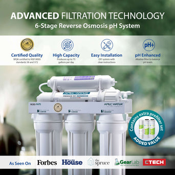 ROES-PH75X - Essence Alkaline Mineral 6-Stage 75 GPD Reverse Osmosis Water Filter System With Extra Pre-Filter Set, WQA Certified