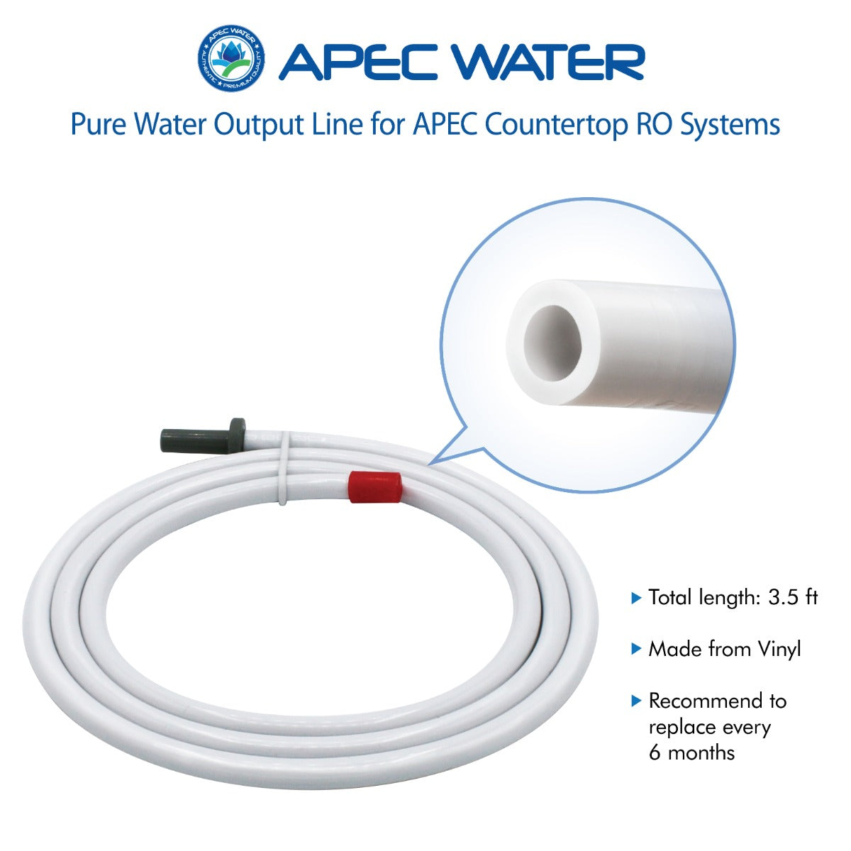 APEC Water Pure Water Output Line 1/4" with Fitting for RO-CTOP