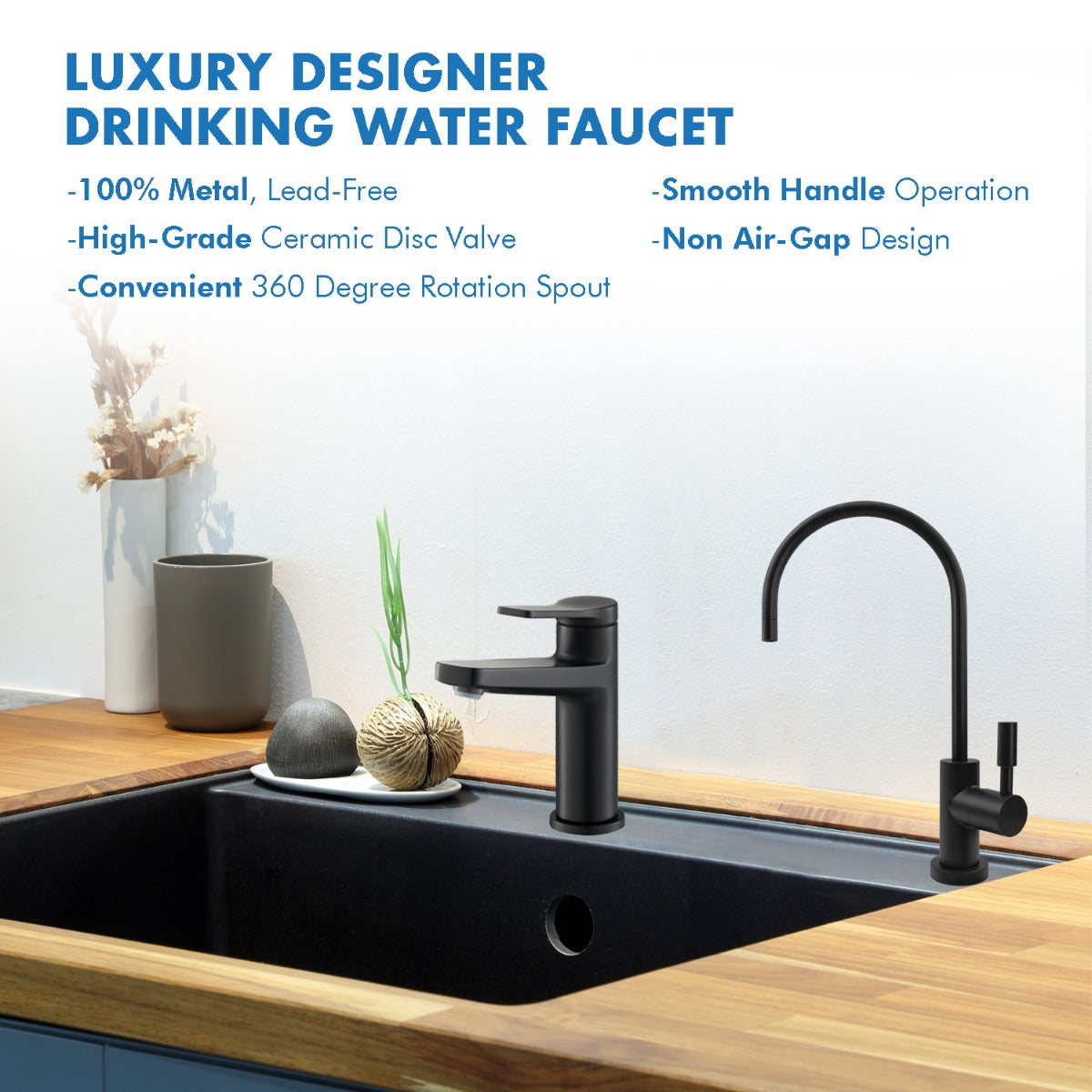 APEC Drinking Water Reverse Osmosis Faucet with Non Air Gap in Matte Black (FAUCET-CD-MB)