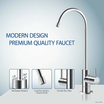 APEC Luxury Designer Faucet with Tubing Attached - Chrome Bright, Lead-Free