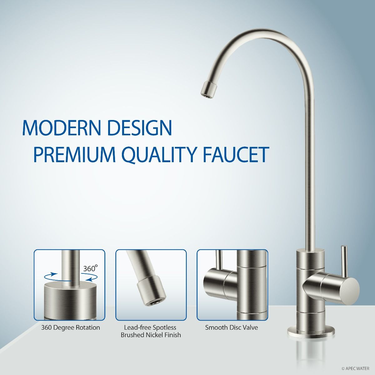APEC Luxury Designer Faucet with Tubing Attached - Brushed Nickel, Lead-Free