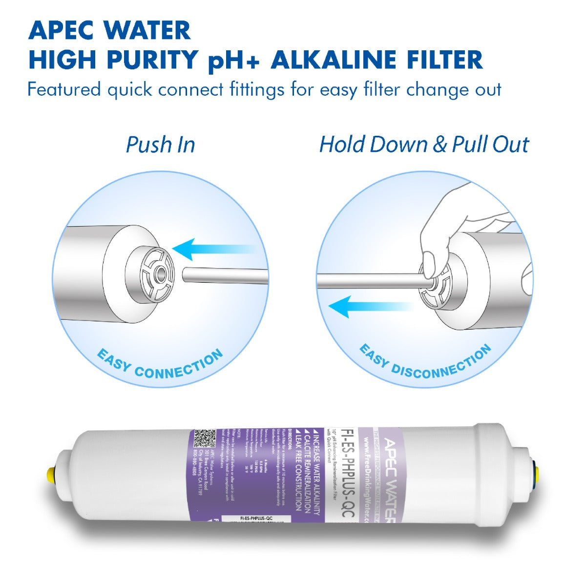 APEC 10 Inch Essence High Purity pHPlus Calcium Carbonate Re-mineralization Inline Filters