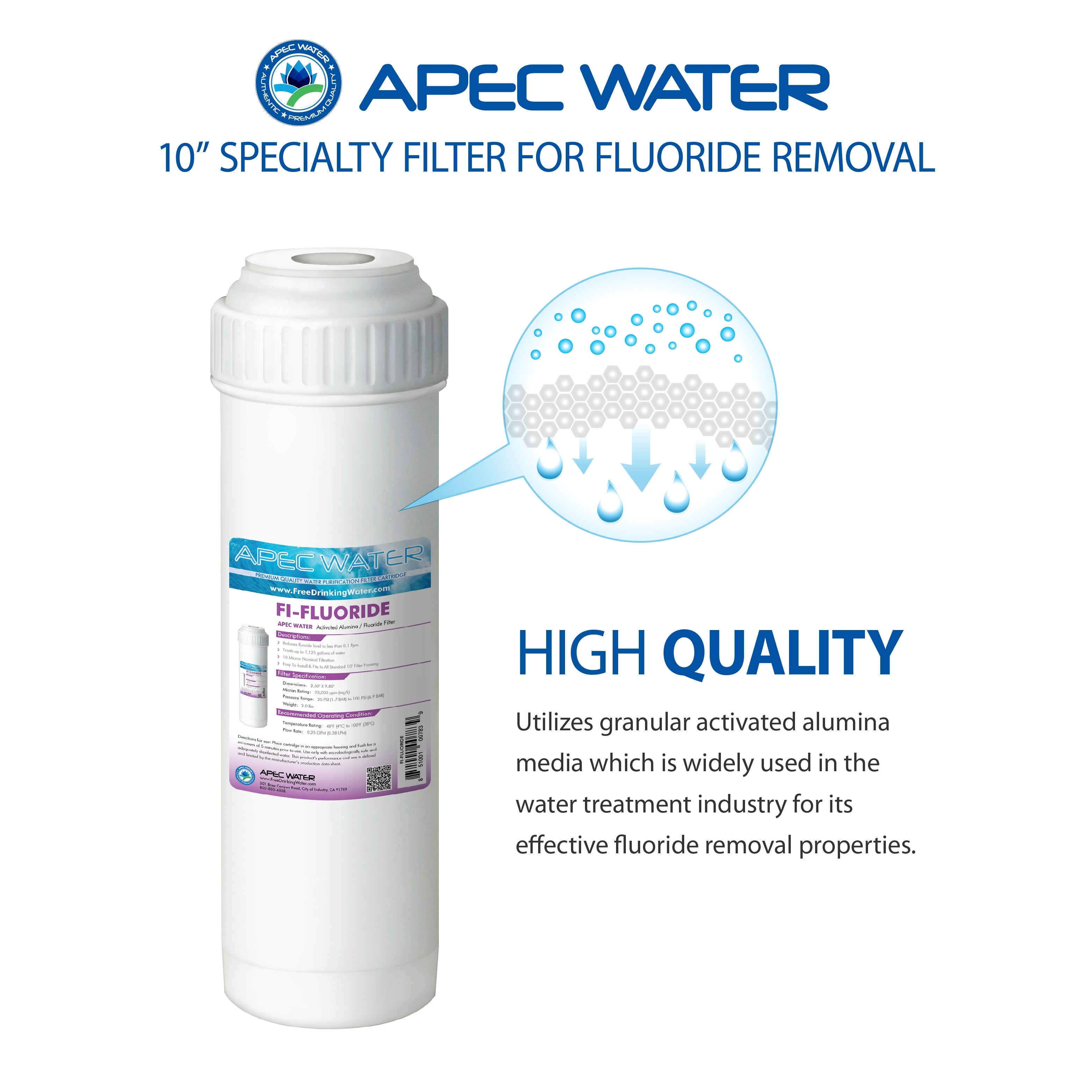 APEC 2.5 Inchx10 Inch Fluoride Reduction Water Filter