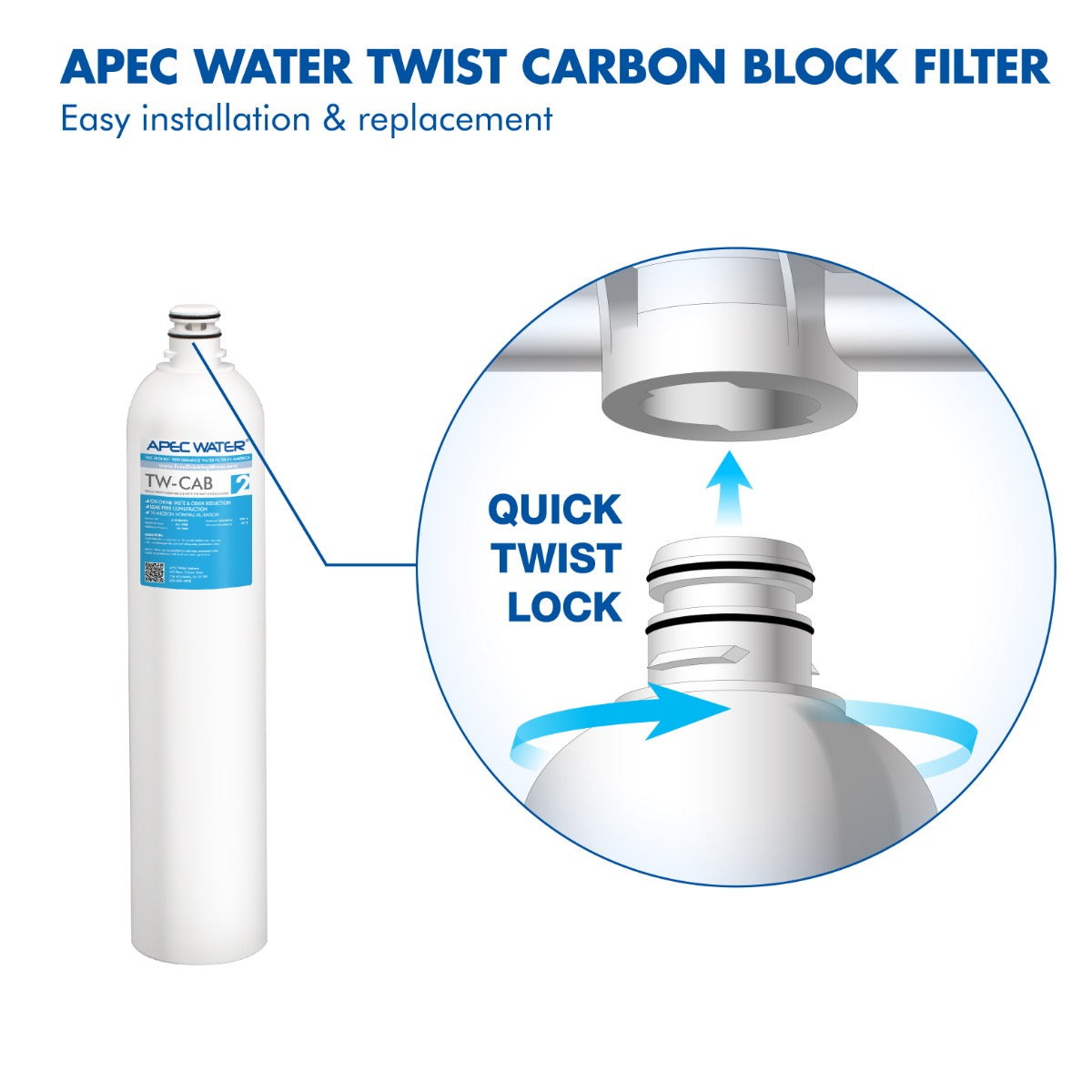 APEC RO Replacement Filters Carbon Block for Twist Lock Reverse Osmosis Systems