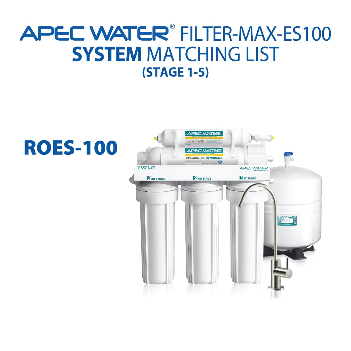 APEC RO Replacement Filters Complete Filter Set for ESSENCE ROES-100 System (Stages 1-5)