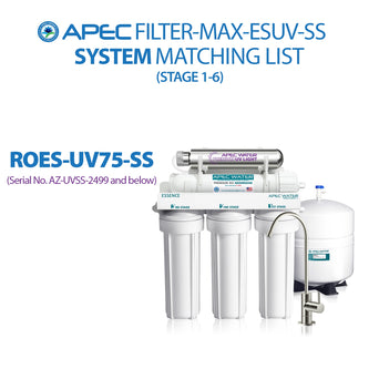 APEC RO Replacement Filters Complete Filter Set for ESSENCE 75 GPD ROES-UV75-SS Reverse Osmosis Systems (Stages 1-6)