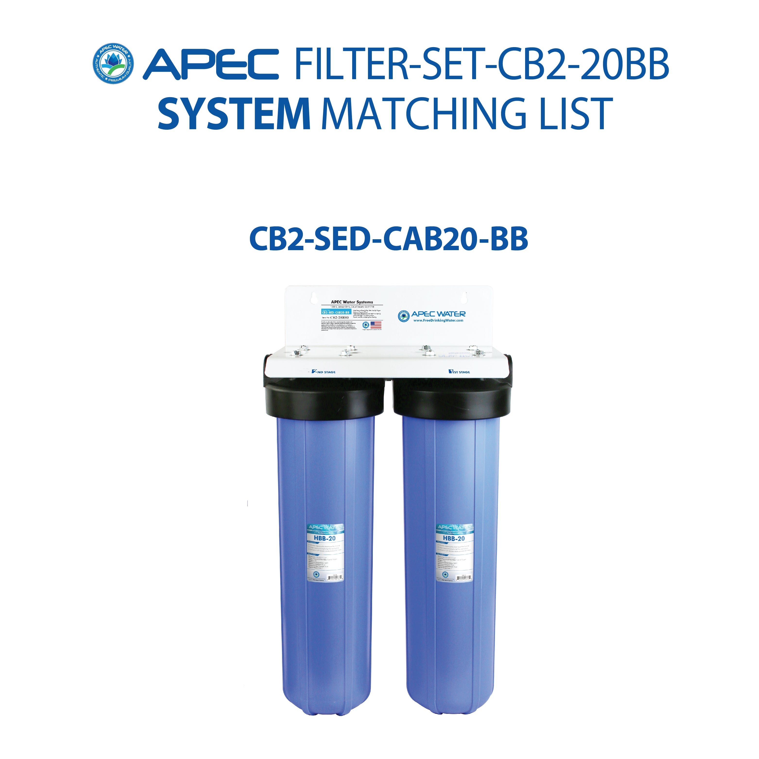 APEC 20 Inch Whole House Sediment Carbon Replacement filter set for CB2-SED-CAB20-BB