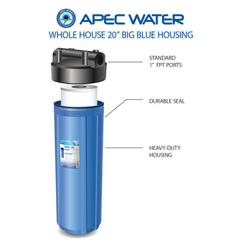 APEC 20 Inch Big Blue Whole House Water Filter Housing 1" Inlet/Outlet (HBB-20)