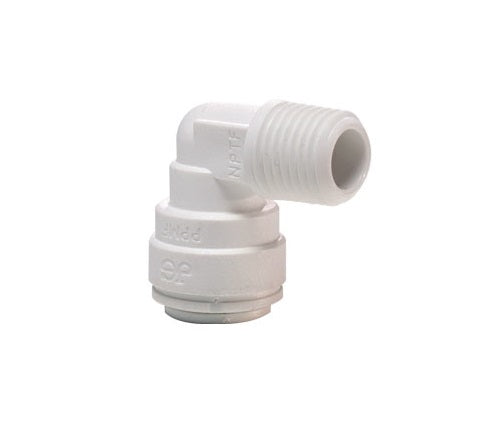 John Guest Fixed Elbow 1/4" Tube OD x 1/8" Thread NPTF Polypropylene White (PP480821W)