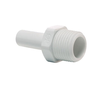 John Guest Stem Adapter 3/8" Tube OD x 3/8" Male Thread NPTF Polypropylene White (PP051223W)