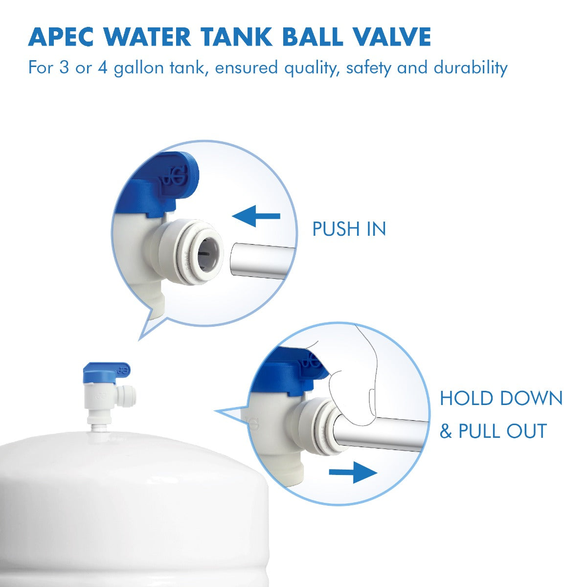 John Guest Polypropylene Tank Ball Valve - 3/8" Tube OD x 1/4" Thread NPTF (PPSV501222W)