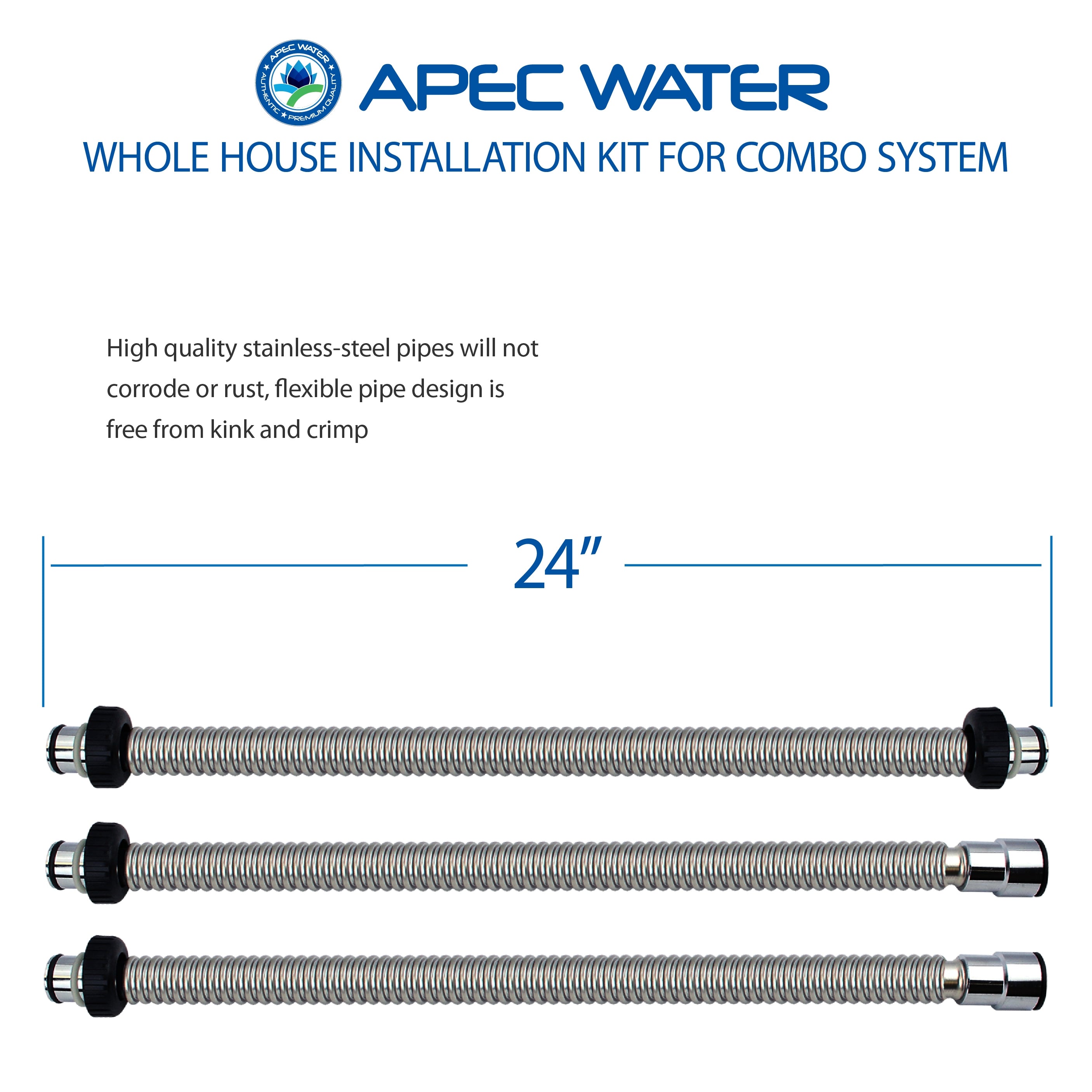 APEC Whole House System Dual Tank Installation Kit for Water Filter and Water Softener Combo System